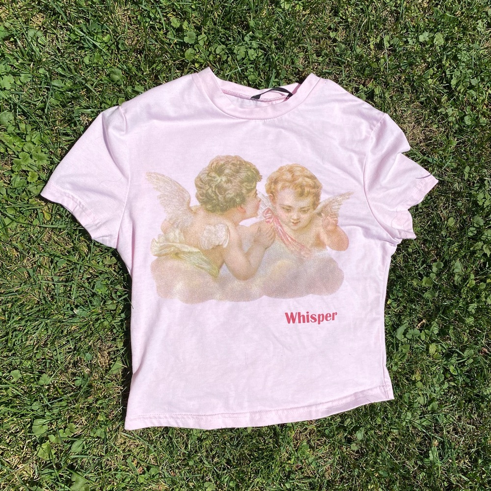 baby pink angel tee shirt